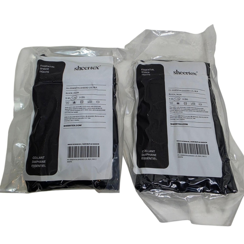 SHEERTEX Essential Sheer Leggings Womens XL Black Control Top 2 Pack Hose